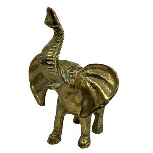 Solid Brass Elephant Figurine Lucky Trunk Up By Leonard Silver Mfg Co. Korea